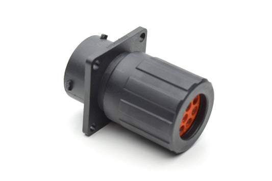 RTS014N19PHEC03 Receptacle, Square Flange, 19 Position, Male, Shell Size 14, Silicone Seal, and End Cap with Individual Wire Sealing. Comparable part no. UTS0GN1419P