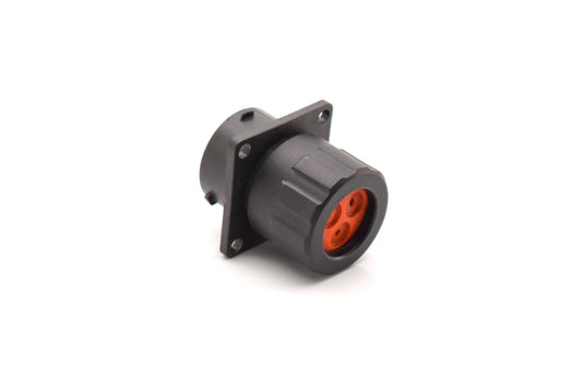 RTS014N3SHEC03 Receptacle, Square Flange, 3 Position, Female, Shell Size 14, Silicone Seal, and End Cap with Individual Wire Sealing. Comparable part no. UTS0GN14GS1S