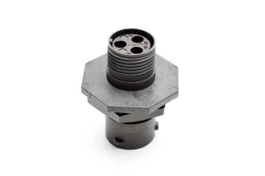 RTS710N3P03 Receptacle, Jam Nut, 3 Position, Male, Shell Size 10, with Silicone Seal. Comparable part no. UTS7103P