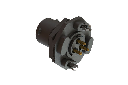 RTS710ND3S0332 Receptacle, Jam Nut, PCB Mounted, 3 Position, Female, Shell Size 10, Silicone Seal, with BoardLock. Comparable part no. UTS710D3S32