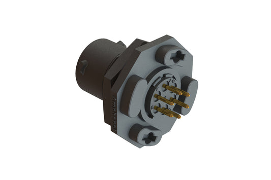 RTS710ND6S03 Receptacle, Jam Nut, PCB Mounted, 6 Position, Female, Shell Size 10, with Silicone Seal. Comparable part no. UTS710D6S