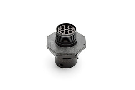 RTS712N10P03 Receptacle, jam nut, 10 positions, size 12, pin contact, silicone rubber seal. Comparable part no. UTS71210P