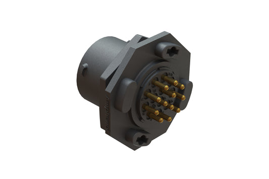 RTS714ND12S03 Receptacle, Jam Nut, PCB Mounted, 12 Position, Female, Shell Size 14, with Silicone Seal. Comparable part no. UTS714D12S