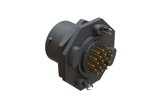 RTS714ND19P0332 Receptacle, Jam Nut, PCB Mounted, 19 Position, Male, Shell Size 14, Silicone Seal, with BoardLock. Comparable part no. UTS714D19P32