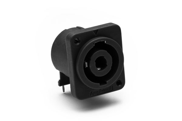 SP-4-MDHT 4 Pole Loudspeaker ChassisMount, DType Flange, SelfTapping Holes, Horizontal PCB, Black Finish. Comparable part no: NL4MD-H-3