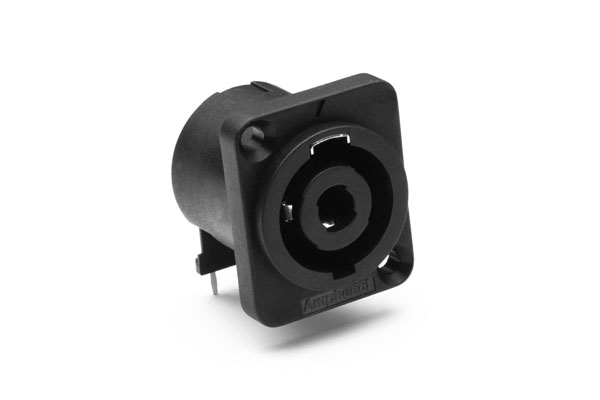 SP-4-MDH BULK 4 Pole Loudspeaker ChassisMount, 'D'Type Flange,Thru Holes, Horizontal PCB, Black, Bulk Pack