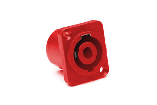 SP-4-MDV-2 4 Pole Loudspeaker ChassisMount, DType Flange,Thru Holes, Vertical PCB, Red Finish. Comparable part no: NL4MD-V-R
