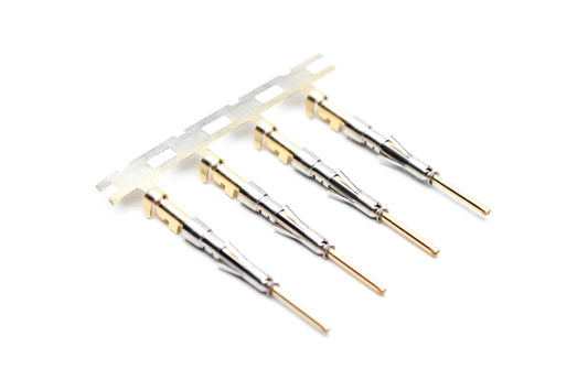 SP20WG10 Pin Contact, Stamped, Size 20, Gold 10µ", Wire Range .34-.50mm², 20-22 AWG,with 3 prongs
