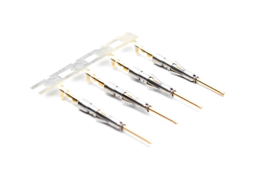 SP28W2G15 Pin Contact, Stamped, Size 20, Gold 15µ" over Nickel, Wire Range .05-.08mm², 30-28 AWG, with 3 Tangs