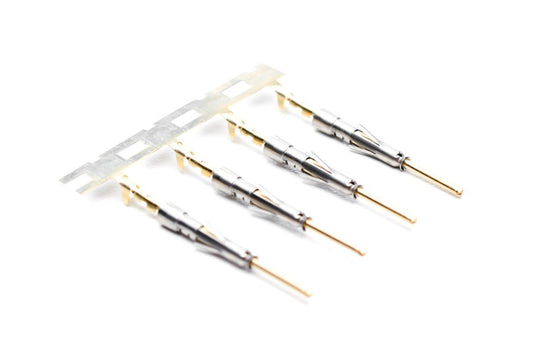 SP28W2G30 Pin Contact, Stamped, Size 20, Gold 30µ" over Nickel, Wire Range .05-.08mm², 30-28 AWG, with 3 Tangs