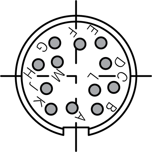 T 3624 502 Male Connectors with internal strain relief and plastic locking ring. Bayonet locking inside (mateable with locking outside). Contacts included.