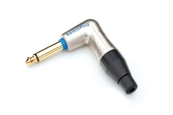 TM1RJ-AU 1/4" Right Angle Switch Plug for Guitar,Male, Gold Plated Contacts,Thermoplastic Backshell, Satin Finish