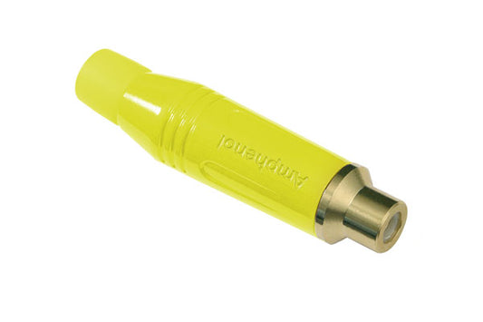 ACJR-YELRCA Female Cable Connector, Gold Plated Contacts, Diecast Shell, Yellow Finish, Yellow Grommet