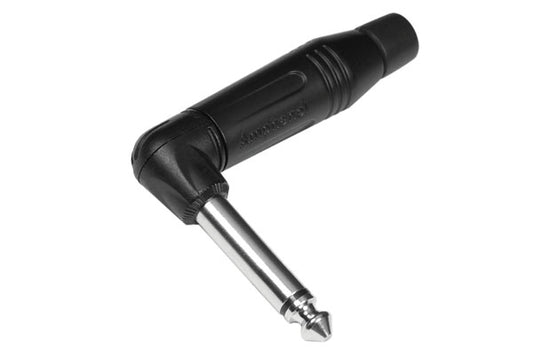 ACPM-RB-AU 1/4" Phone Plug, 90°,Mono, GoldTip and Sleeve, Black Shell