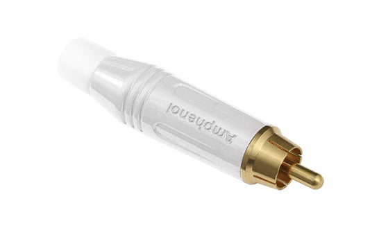 ACPR-WHTRCAMale Cable Connector, Gold Plated Contacts, Diecast Shell, White Finish, White Grommet
