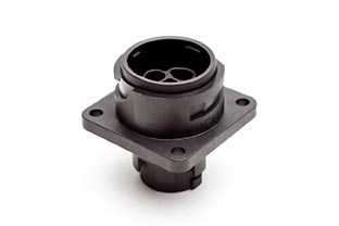 C016 10C003 000 1 3+PE Male receptacle with mounted gasket. Mounting hole Ø26.2. Suitable sealing for fixing screws must be provided. For use with crimp contacts (sold separately).