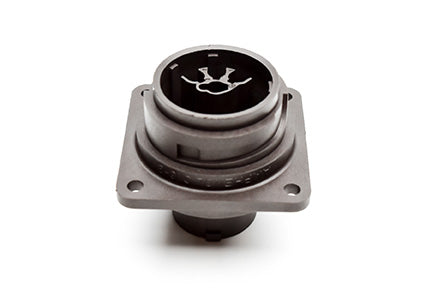 C016 10C012 000 2 12+PE Male receptacle with mounted gasket. Mounting hole Ø43.2. Suitable sealing for fixing screws must be provided. For use with crimp contacts (sold separately).