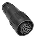 C016 10E017 002 1 17+PE Female cable connector with internal strain relief and cable retention. For use with crimp contacts (sold separately).