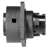 C016 10G003 000 1 3+PE Female receptacle with mounted gasket. Mounting hole Ø26.2. Suitable sealing for screws must be provided. For use with crimp contacts (sold separately).