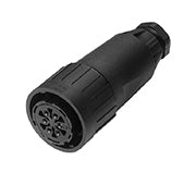 C016 20E005 105 2 5+PE Female cable connector with internal strain relief and cable retention. Contacts included.