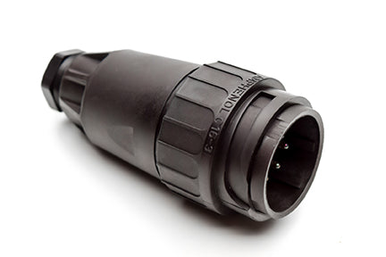 C016 20H005 103 2 5+PE Male cable connector with strain relief and clamping ring. Contacts included.