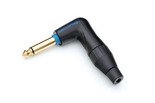 TM1RBJ 1/4" Phone Switch Plug,Male, Stereo, 90°, Large Clamp, Nickel Plated, Black Shell, Cable OD 3.0MmTo 5.5mm